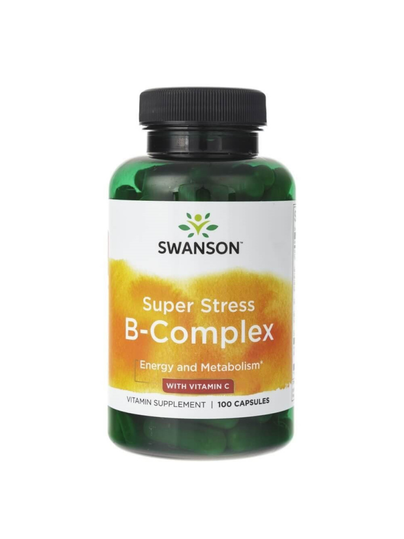 Swanson Super Stress B-Complex s vitamínom C - 100 kapsúl