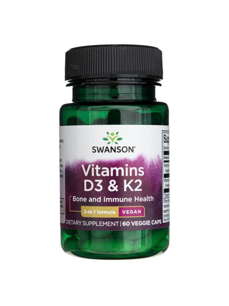 Swanson Vitamín D3 + K2 MK-7 - 60 kapsúl