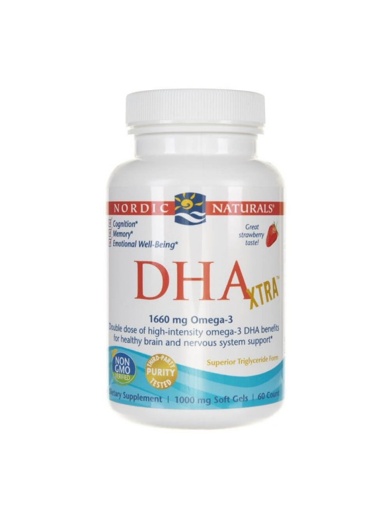 Nordic Naturals DHA Xtra 1660 mg jahodová príchuť – 60 kapsúl