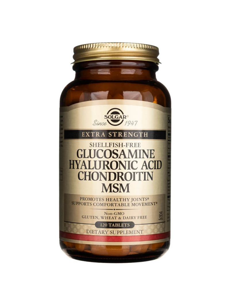Solgar Glucosamine Kyselina hyalurónová Chondroitín MSM - 120 tabliet