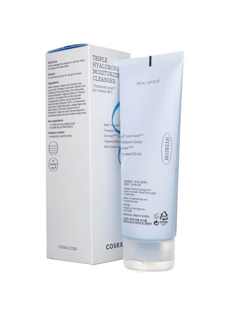 COSRX Hydrium Triple Hyaluronic Moisture Cleanser Čistiaca pena s kyselinou hyalurónovou - 150 ml