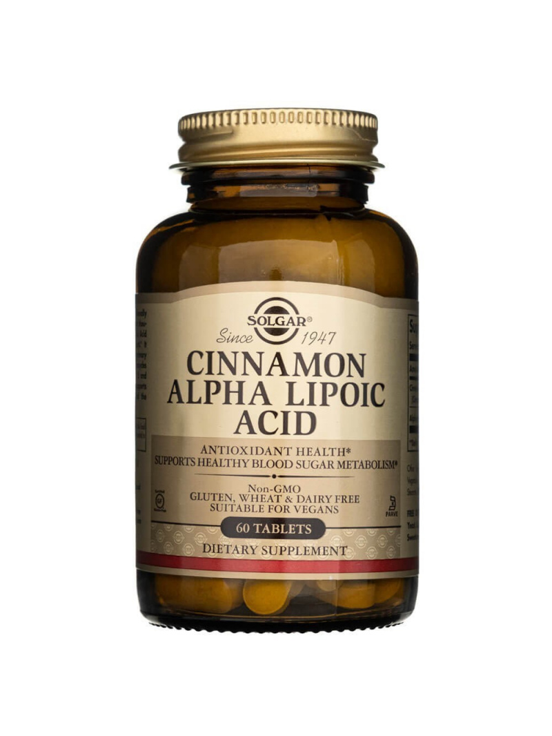 Kyselina alfa-lipoová Solgar Cinnamon - 60 tabliet