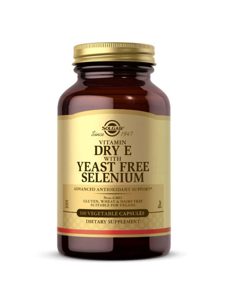 Solgar Suchý vitamín E so selénom bez kvasiniek - 100 kapsúl