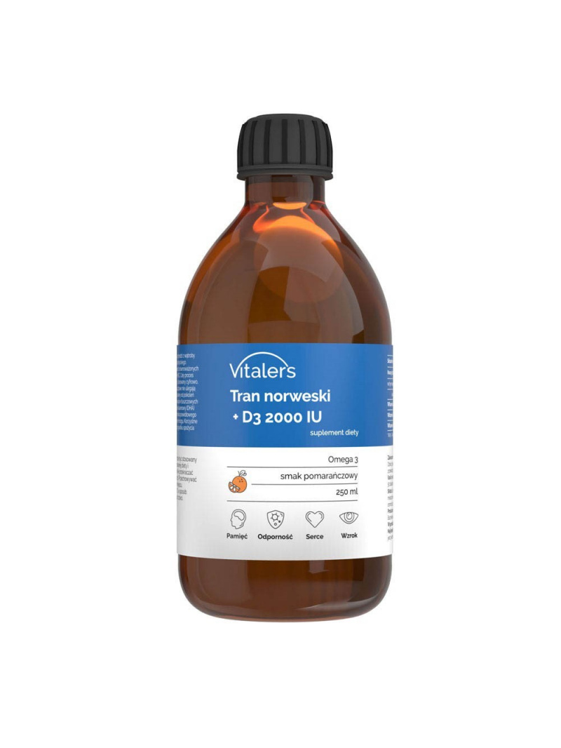 Haya Labs8 Nórsky rybí olej Omega-3 1200 mg + D3 2000 IU pomarančová príchuť - 250 ml
