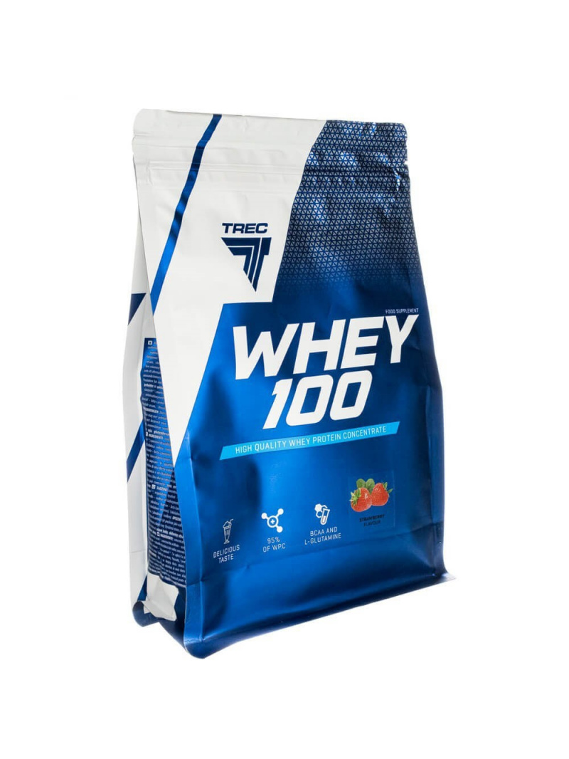 Trec Whey 100 srvátkový proteínový koncentrát, jahoda - 700 g