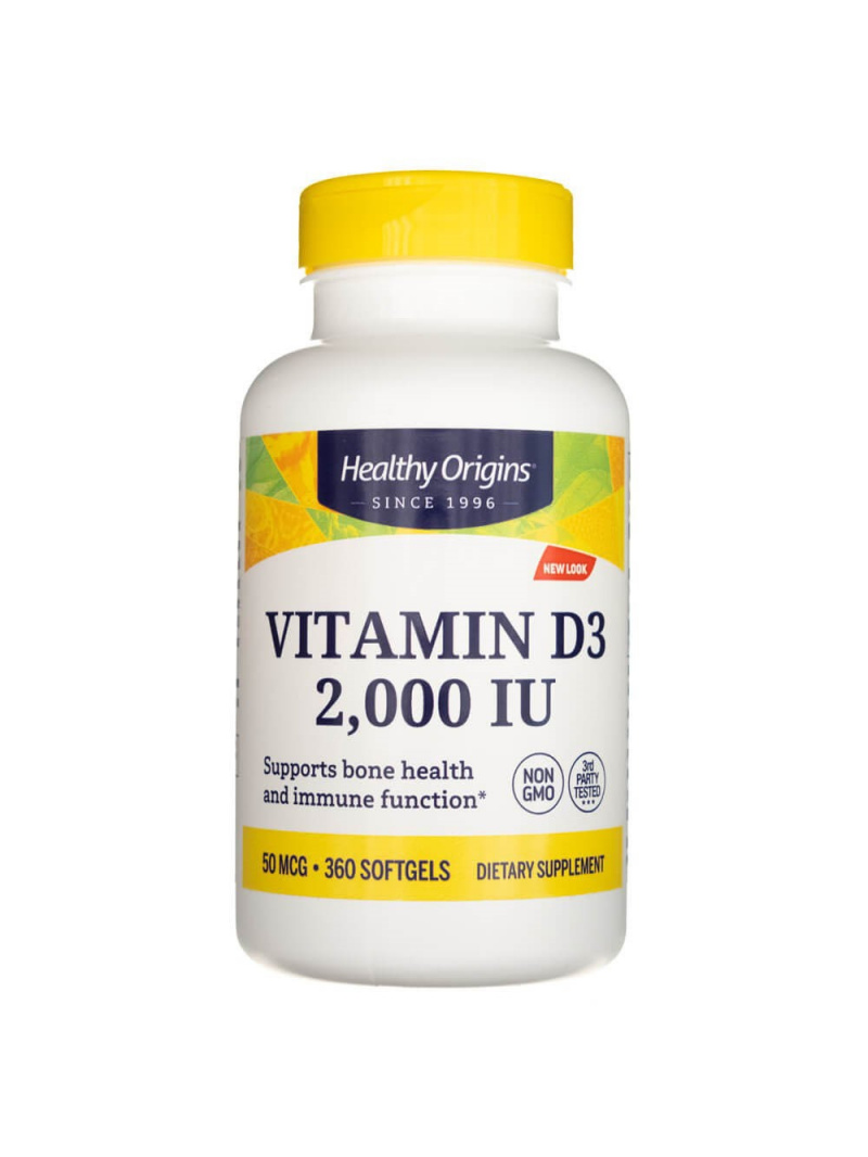 Healthy Origins Vitamín D3 2000 IU - 360 kapsúl
