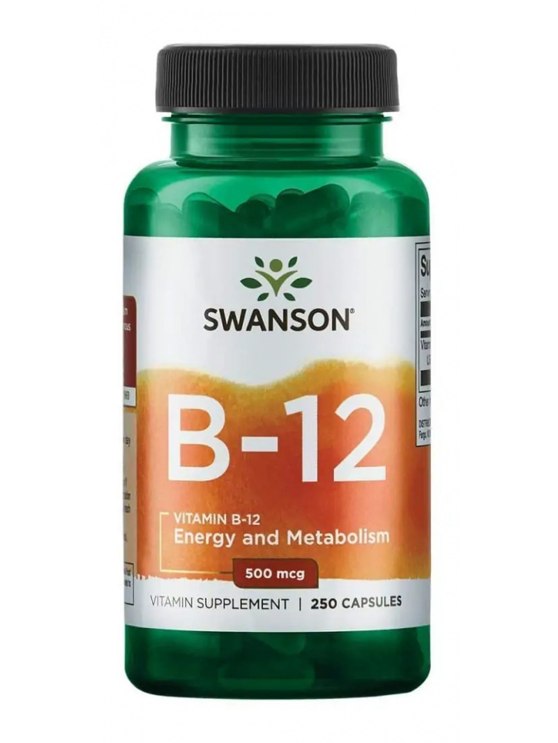 SWANSON Vitamín B12 (vitamín B12) 500 mcg - 250 kapsúl