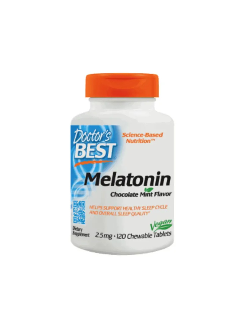 Doctor&#39;s Best Melatonin (Melatonín), 2,5 mg - Čokoláda - Mäta - 120 pastiliek