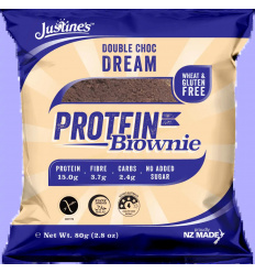 Justine&#39;s Protein Brownie - Bezlepkový proteínový koláč - 80 g - Dvojitá čokoláda