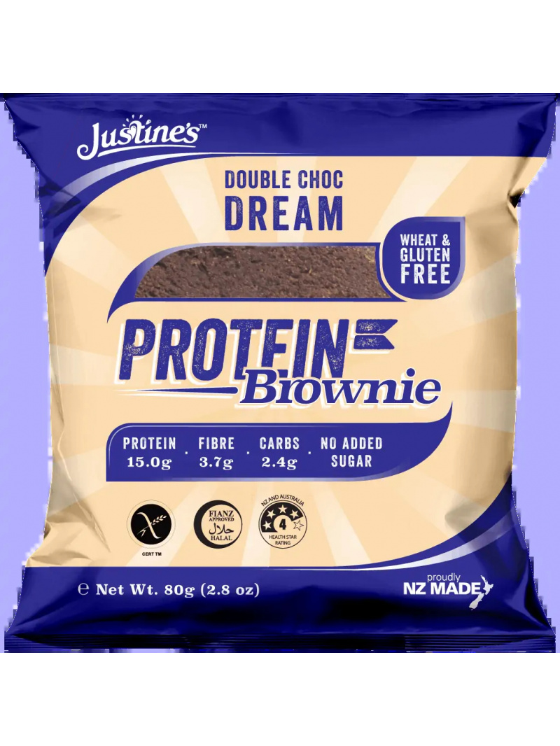 Justine's Protein Brownie - Bezlepkový proteínový koláč - 80 g - Dvojitá čokoláda