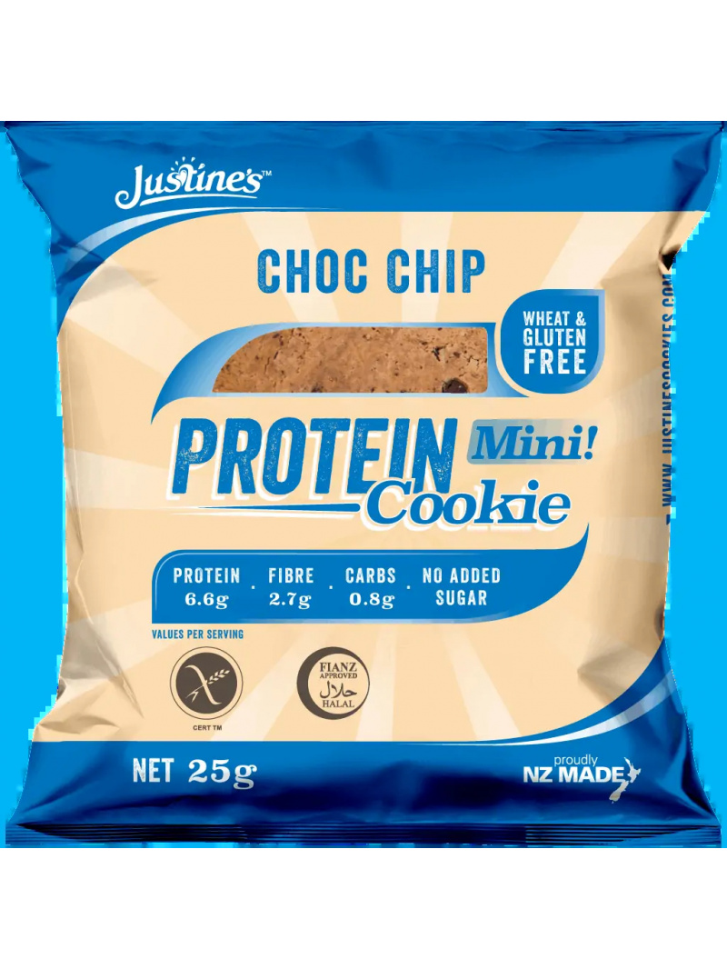 Justine's Protein Cookie – Bezlepkové proteínové sušienky – 64 g – s kúskami čokolády