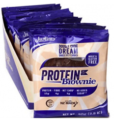 Justine&#39;s Protein Brownie - Bezlepkový proteínový koláč - 12 x 80 g - Dvojitá čokoláda