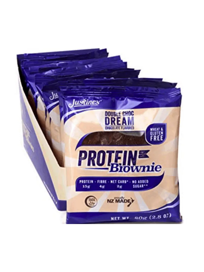 Justine's Protein Brownie - Bezlepkový proteínový koláč - 12 x 80 g - Dvojitá čokoláda