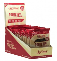 Justine&#39;s Protein Cookie – Bezlepkové proteínové sušienky – 12 x 64 g – Čokoláda