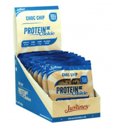 Justine&#39;s Protein Cookie – Bezlepkové proteínové sušienky – 12 x 64 g – s kúskami čokolády