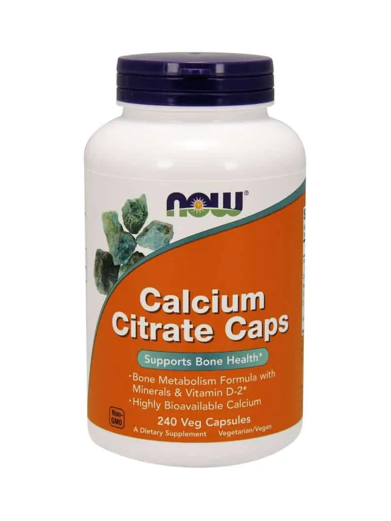 NOW FOODS Calcium Citrate Caps (citrát vápenatý s minerálmi a vitamínom D2) 240 vegánskych kapsúl