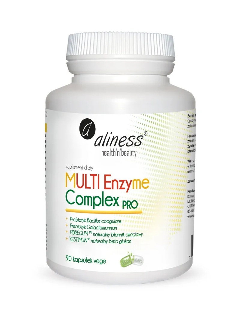 ALINESS Multi Enzyme Complex PRO (tráviace enzýmy s probiotikami a prebiotikami) 90 vegetariánskych kapsúl