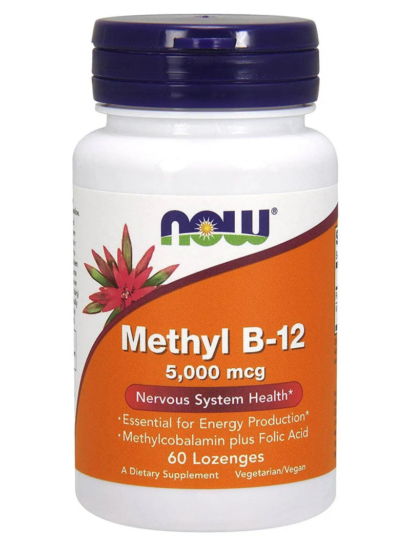 NOW FOODS Methyl B12 5000 mcg (vitamín B12) 60 vegetariánskych pastiliek