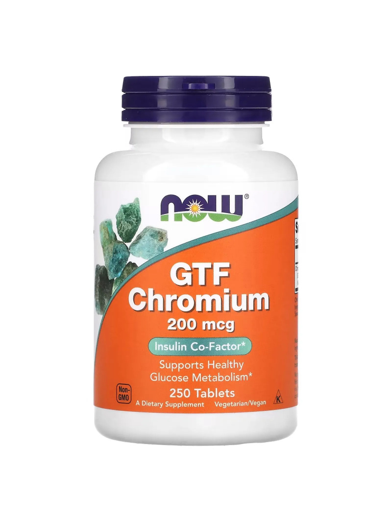 NOW FOODS GTF Chróm 200 mcg (Chromium) 250 vegetariánskych tabliet
