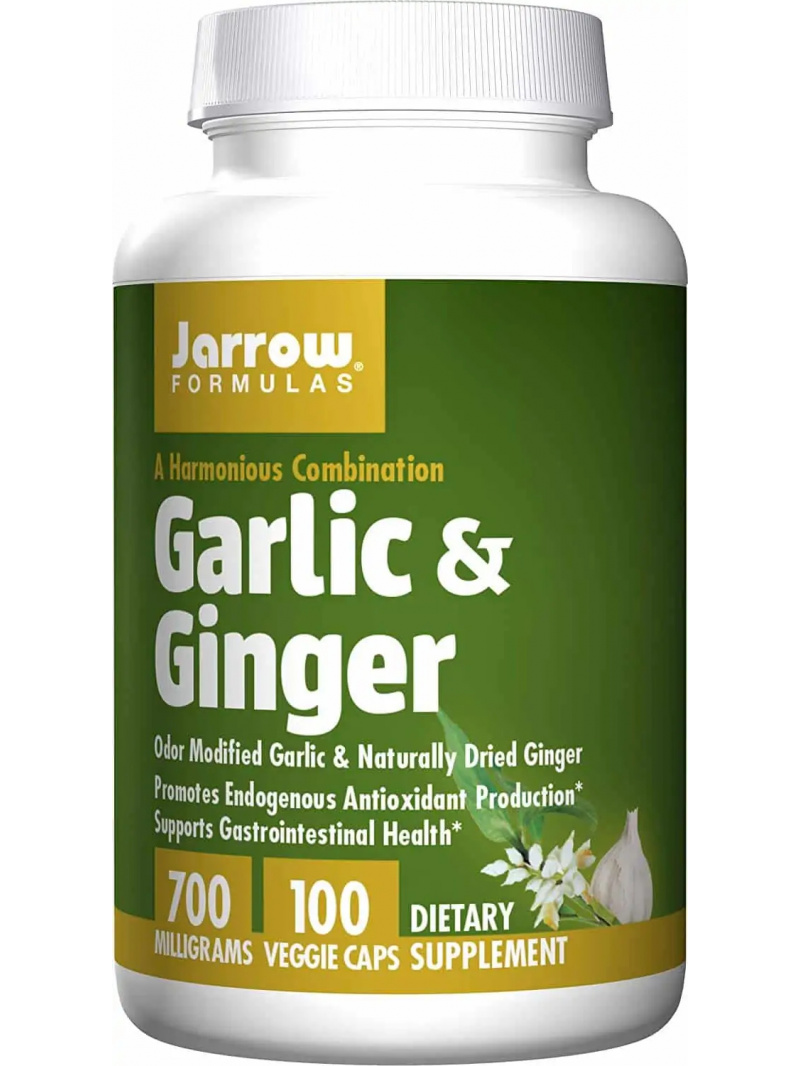 JARROW FORMULAS Cesnak a zázvor 700 mg (cesnak a zázvor) 100 vegetariánskych kapsúl