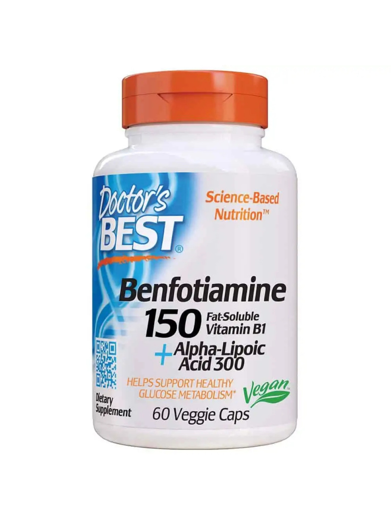 Lekársky najlepší benfotiamín 150 kyselina alfa-lipoová, L-leucín (benfotiamín, kyselina alfa-lipoová, L-leucín) 60 vegetariánsk