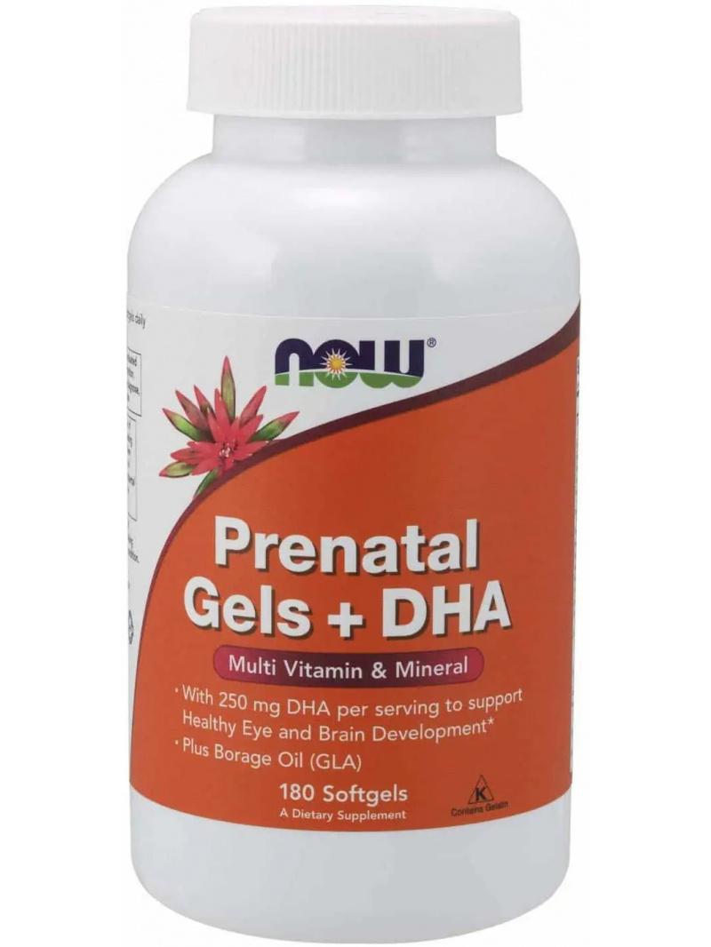 NOW FOODS Prenatálne gély + DHA (vitamíny a minerály pre tehotné ženy + DHA) 180 gélových kapsúl
