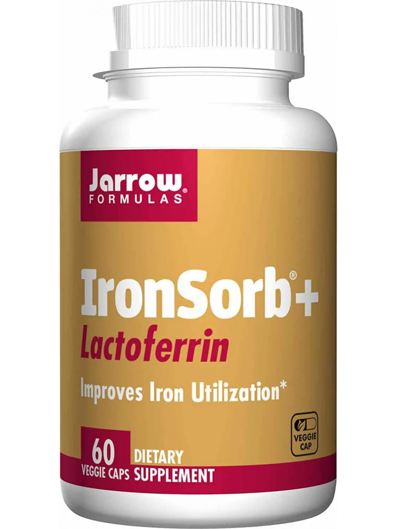 JARROW FORMULAS IronSorb + Lactoferrin (železo, Lactoferrin) 60 kapsúl pre vegetariánov