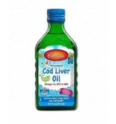 CARLSON LABS Detský tekutý olej z tresčej pečene 250 ml žuvačky
