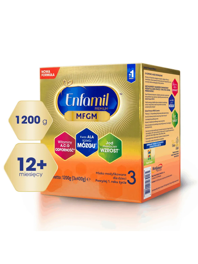 ENFAMIL 3 Premium MFGM formulované mlieko (pre dojčatá, od 1 roku veku) 1200 g