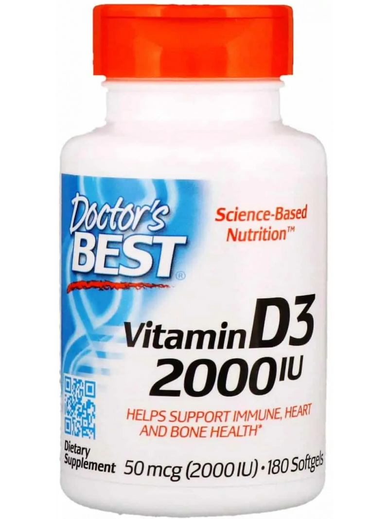 Lekársky najlepší vitamín D3 2000 IU (vitamín D3) 180 gélových kapsúl