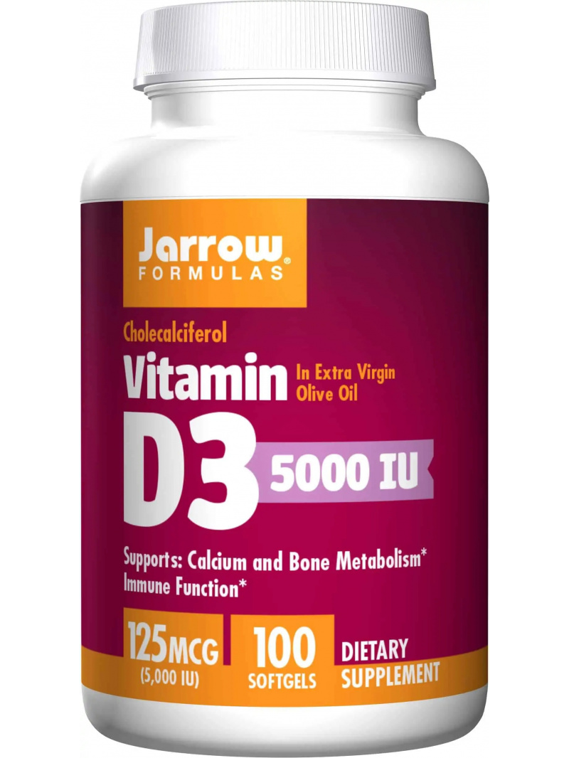 JARROW FORMULAS Vitamín D3 5000 IU (vitamín D3) 100 gélových kapsúl