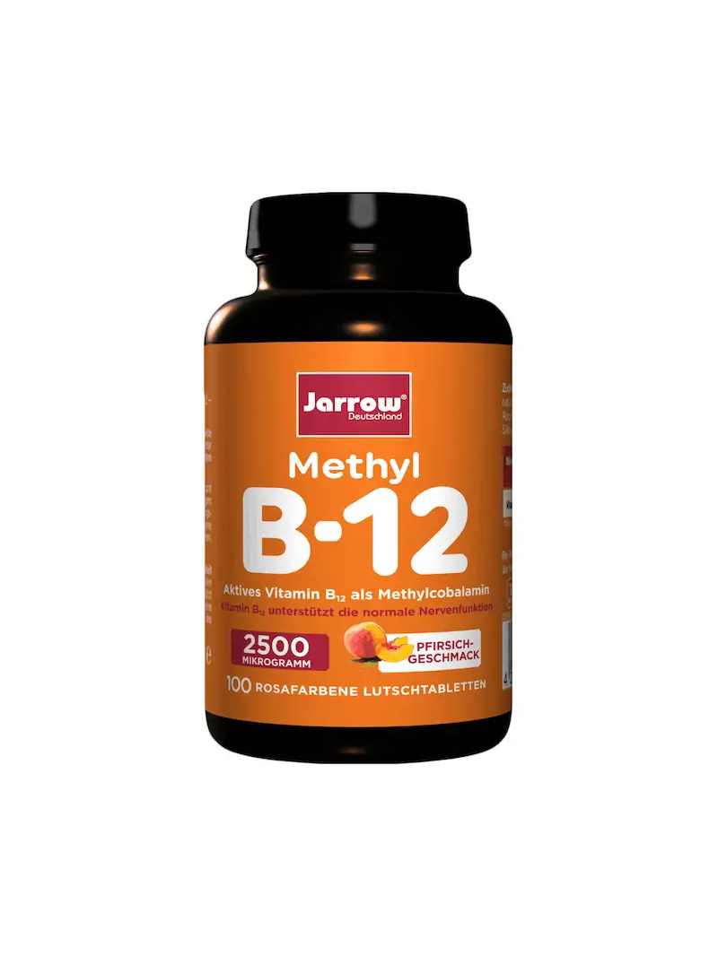 JARROW FORMULAS Metyl B12 (metylkobalamín) 2500 mcg 100 pastiliek Broskyňa