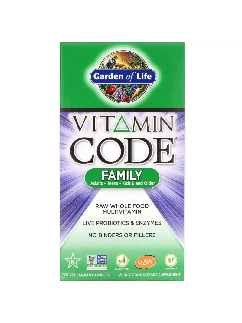 GARDEN OF LIFE Vitamínový kód Family (Multivitamín pre každého) 120 vegetariánskych kapsúl