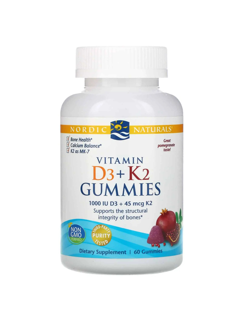 NORDIC NATURALS Vitamín D3+K2 Gummies 60 ovocných želé
