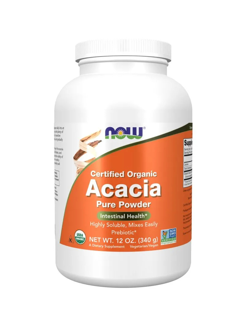 NOW FOODS Organický prášok z akáciových vlákien (prášok z organických akáciových vlákien) 340 g