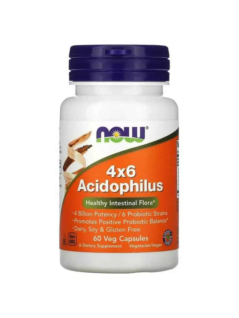 NOW FOODS Acidophilus 4x6 (probiotikum, zdravá črevná flóra) 60 vegetariánskych kapsúl