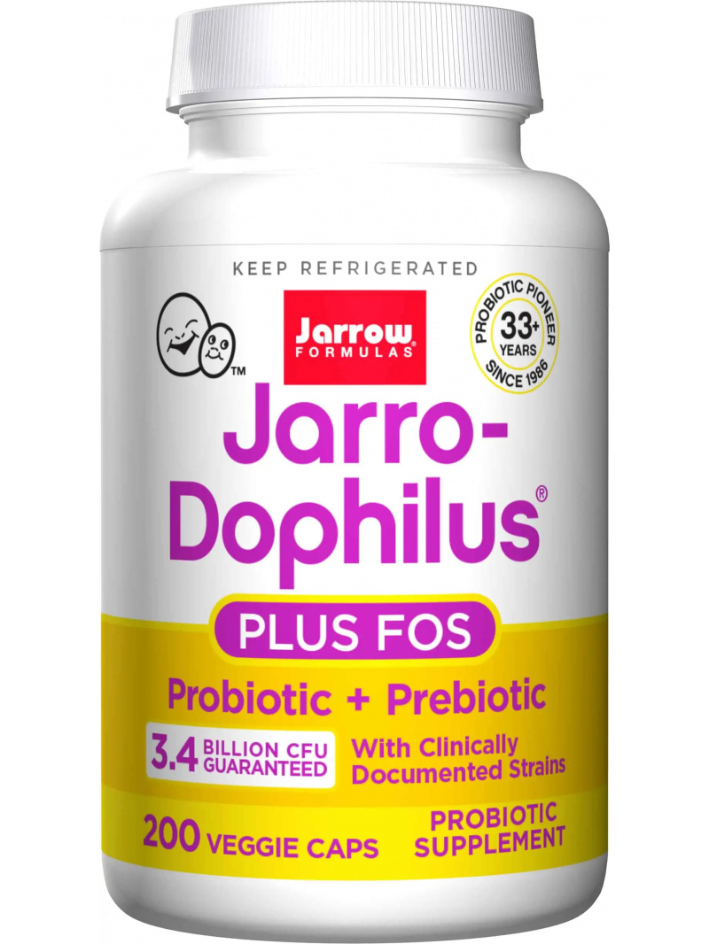 JARROW FORMULAS Jarro-Dophilus + FOS (zmes probiotických kmeňov a frukto-oligosacharidov) 200 kapsúl