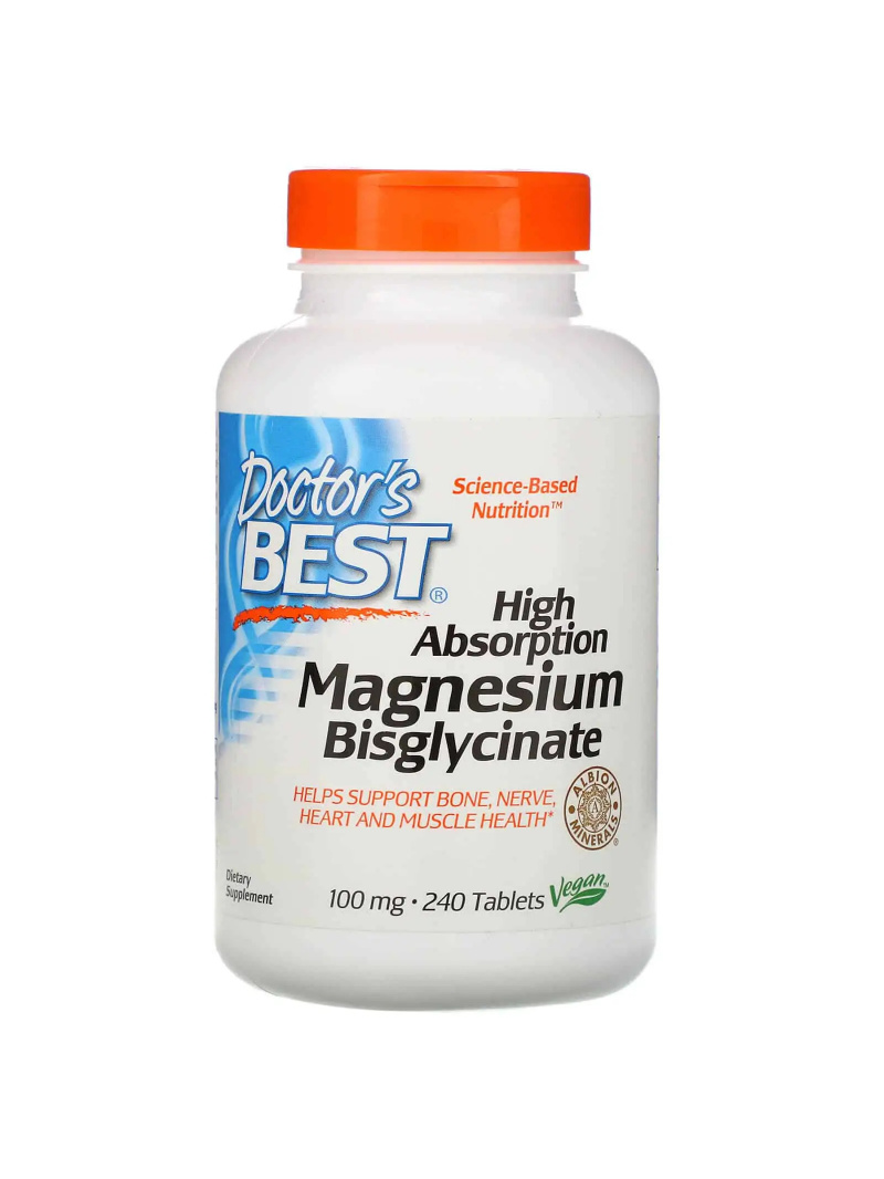 Lekársky najlepší bisglycinát horečnatý s vysokou absorpciou 100 mg (bisglycinát horečnatý) 240 tabliet
