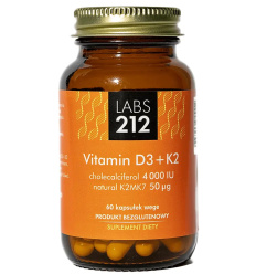 LABS212 Vitamín D3+K2 (vitamín D3, K2MK7) 60 vegetariánskych kapsúl