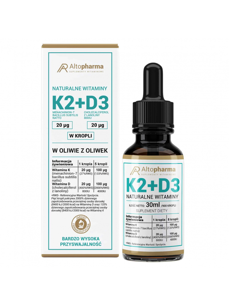 ALTO PHARMA Prírodný vitamín K2 MK-7 + D3 30ml