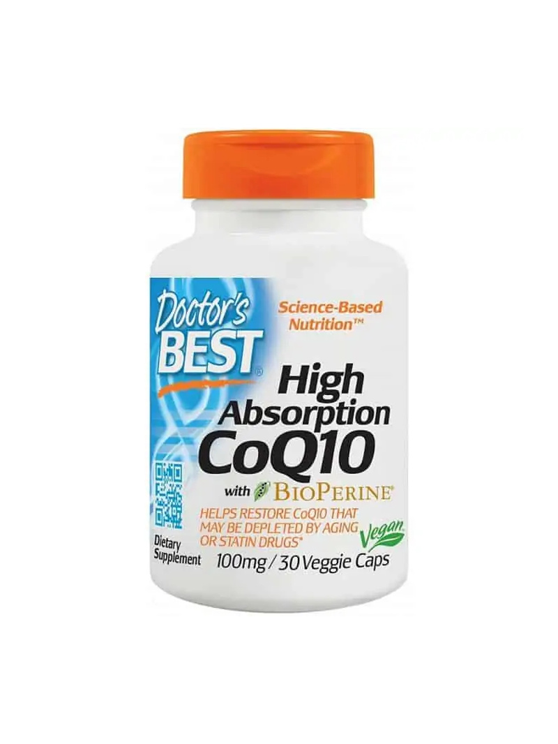 Najlepší lekár s vysokou absorpciou CoQ10 s BioPerine 100 mg (CoQ10 s Bioperine) 30 vegetariánskych kapsúl