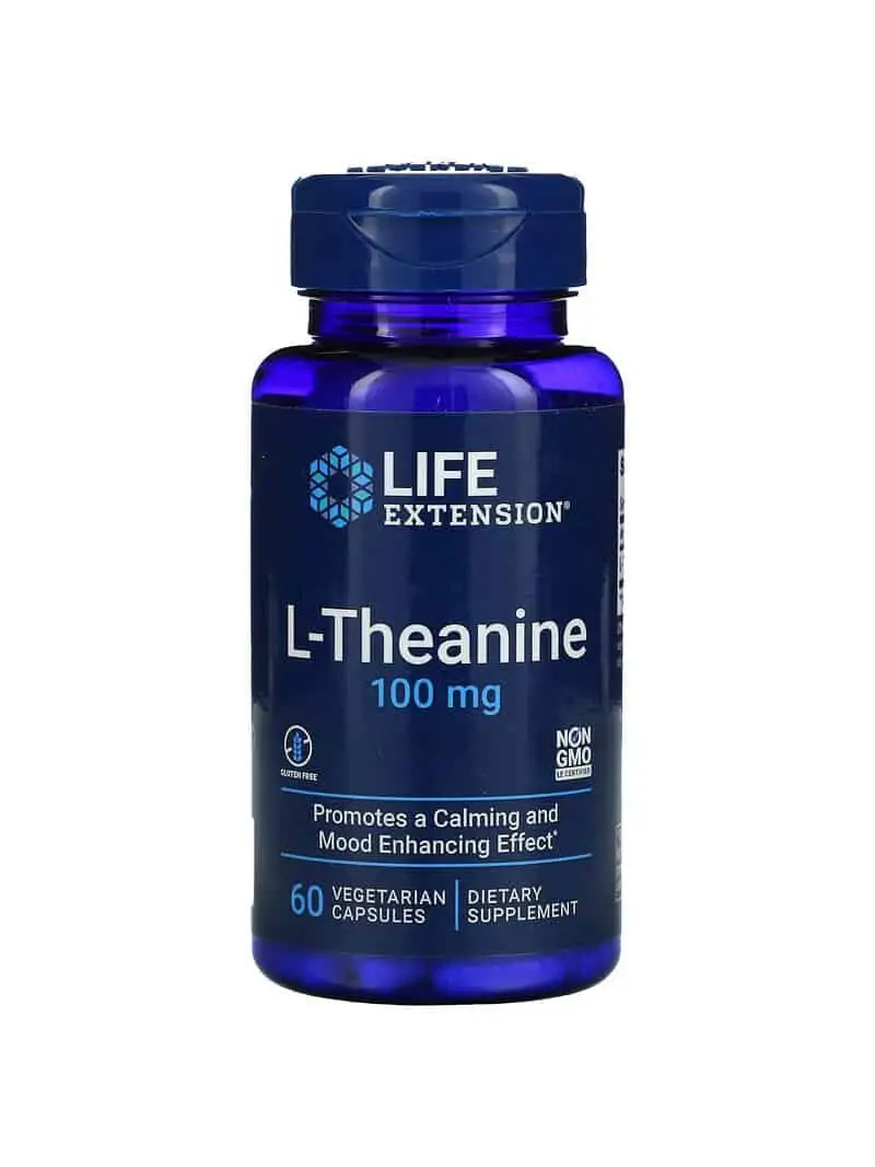 LIFE EXTENSION L-Theanín (L-Theanín) 60 vegetariánskych kapsúl