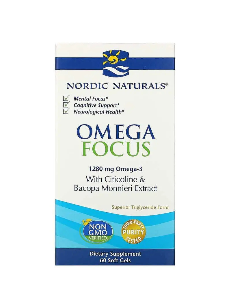 NORDIC NATURALS Omega Focus s citicolínom a extraktom Bacopa Monnieri 60 gélových kapsúl