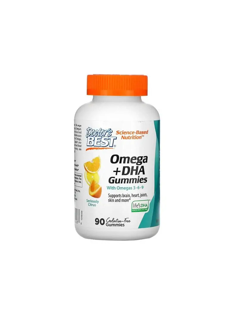 Lekárove najlepšie Omega + DHA s Omega 3-6-9 Vážne citrusové (Omega + DHA s Omega 3-6-9 Vážne citrusové) 90 Gummies