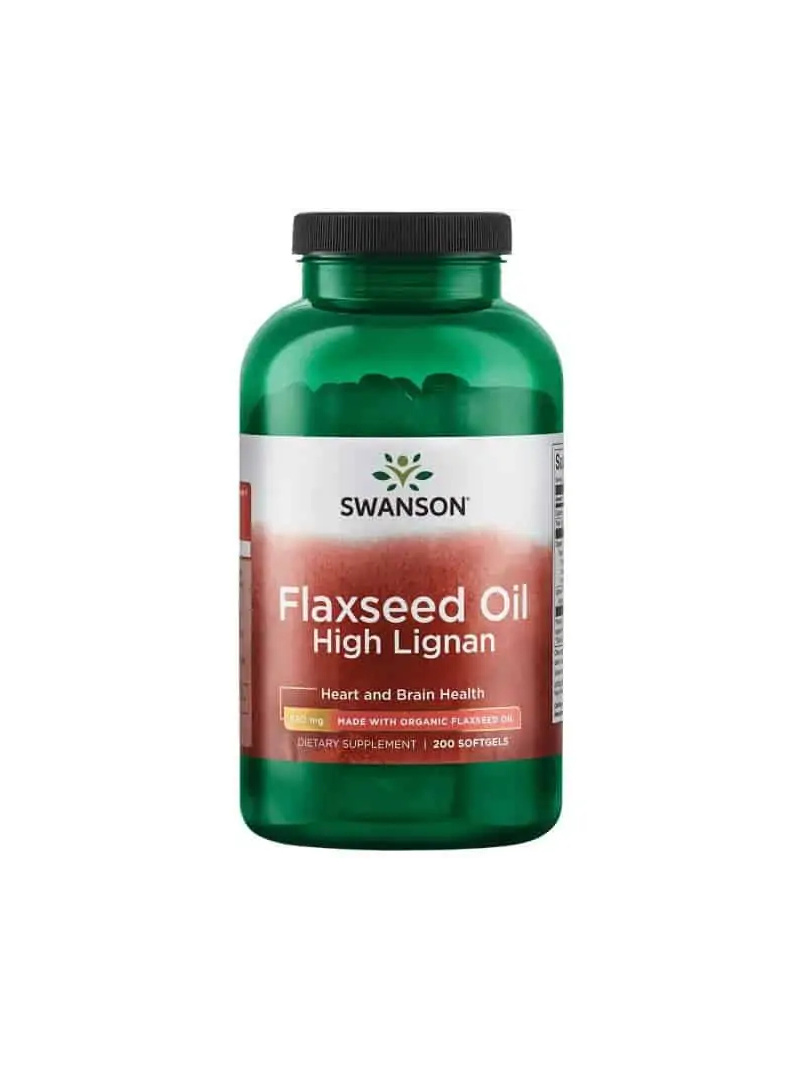 SWANSON Ľanový olej s vysokým obsahom lignanu (omega-3, kardiovaskulárny systém) 200 mäkkých kapsúl