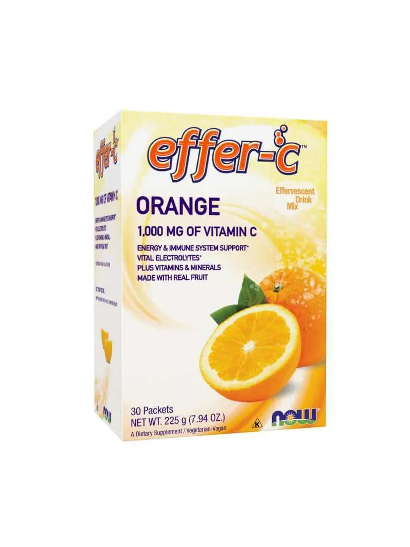 NOW FOODS Effer-C Orange (podpora energie a imunitného systému) 30 vrecúšok