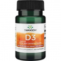 SWANSON Vitamín D-3 1000 IU (vitamín D3) 60 kapsúl