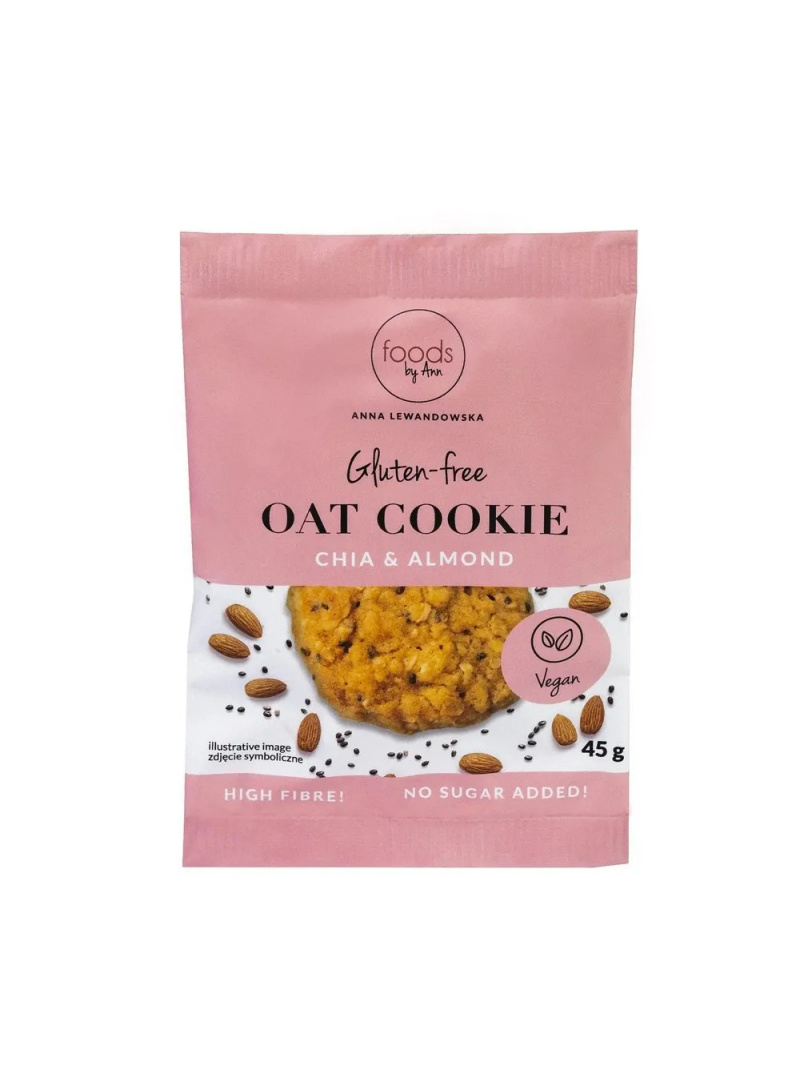 POTRAVINY ANN Anny Lewandowskej Bezlepkové ovsené sušienky s mandľami a chia semienkami 45 g