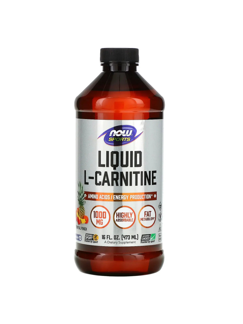 NOW SPORTS L-Carnitine Liquid 1000mg (Liquid L-Carnitine) 473ml Tropical Punch
