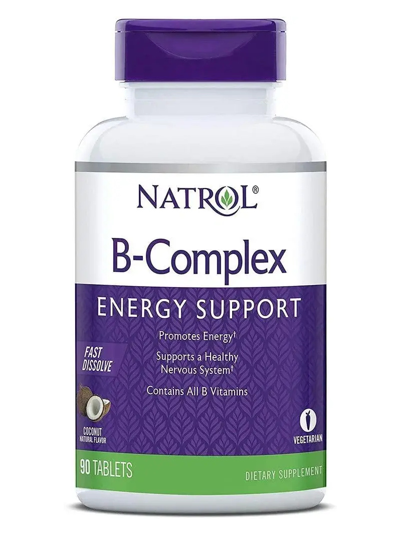 NATROL B-Complex rýchlo rozpustný (B vitamín Complex) 90 vegetariánskych tabliet Kokos